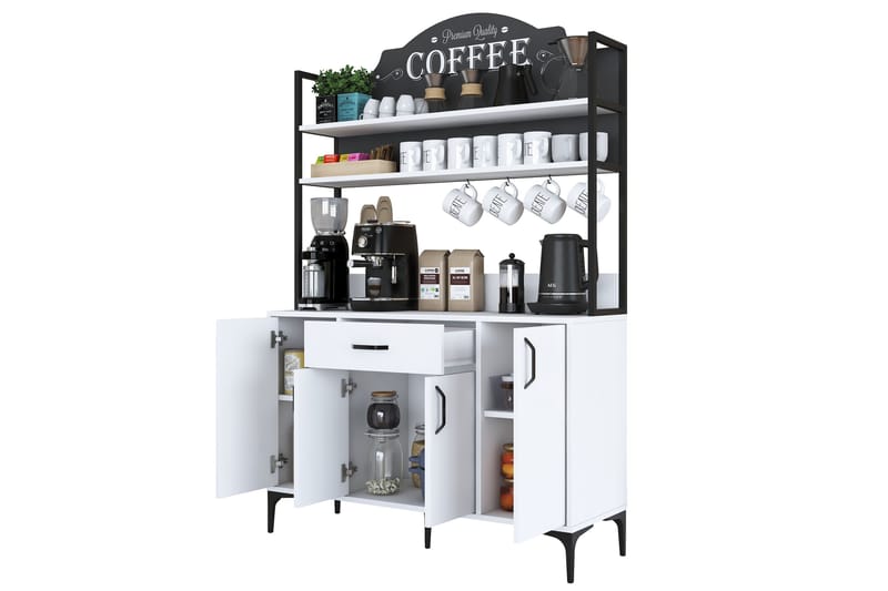 Manorma Highboard - Hvid - Husholdning - Bar & vin - Barmøbler
