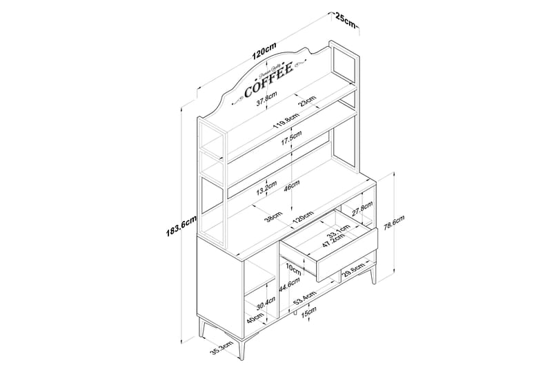 Manorma Highboard - Hvid - Husholdning - Bar & vin - Barmøbler