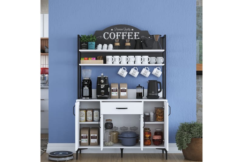 Manorma Highboard - Hvid - Husholdning - Bar & vin - Barmøbler