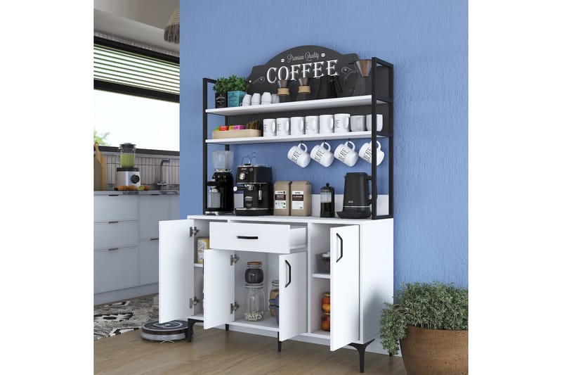 Manorma Highboard - Hvid - Husholdning - Bar & vin - Barmøbler