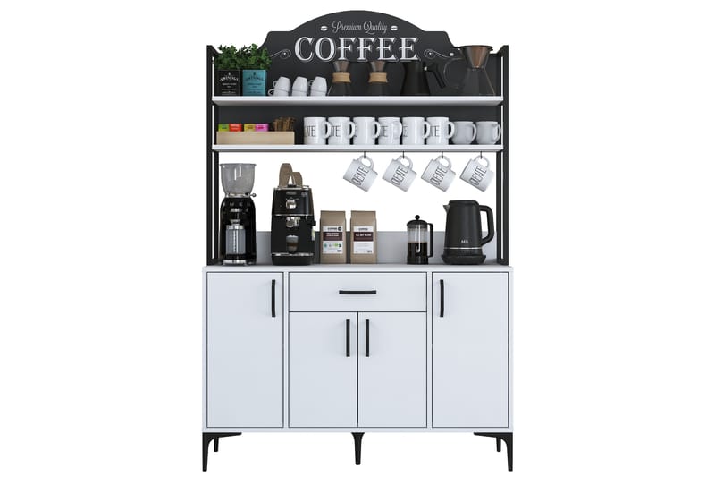 Manorma Highboard - Hvid - Husholdning - Bar & vin - Barmøbler