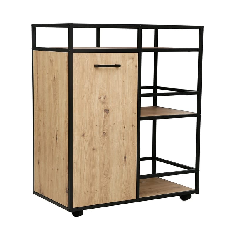 Skab med hylder HOME4YOU Hedvig 77,4x42x94 cm Ask/Sort, ask/sort