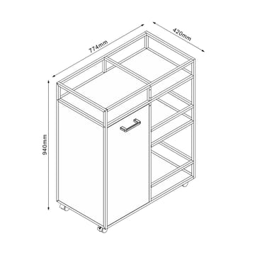 Skab med hylder HOME4YOU Hedvig 77,4x42x94 cm Ask/Sort - ask/sort - Opbevaring - Skab - Barskab