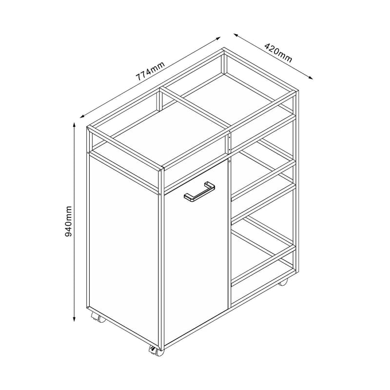 Skab med hylder HOME4YOU Hedvig 77,4x42x94 cm Ask/Sort - ask/sort - Opbevaring - Skab - Barskab