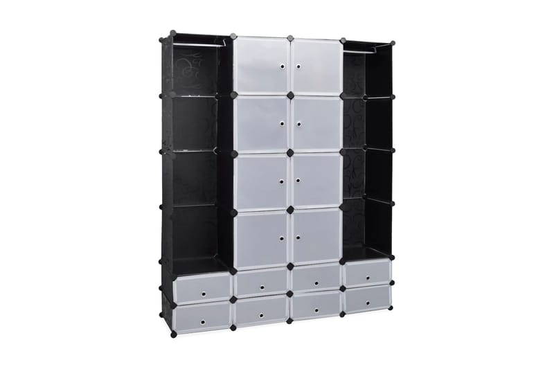 Modulskab Med 18 Rum Sort Og Hvid 37 X 146 X 180,5 Cm - Sort - Opbevaring - Skab - Skabe