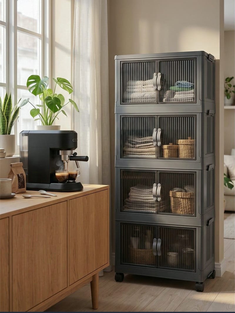 Multifunktionsskab Hanah Home Lavine 127 (56 x 127 x 56 cm) Antracit - Antracit - Opbevaring - Skab - Skabe - Omklædningsskabe