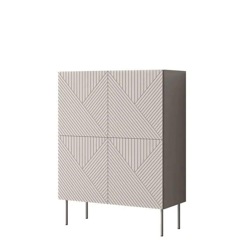 skab NO_BRAND Kommode ART DECO 4D beige, undefined