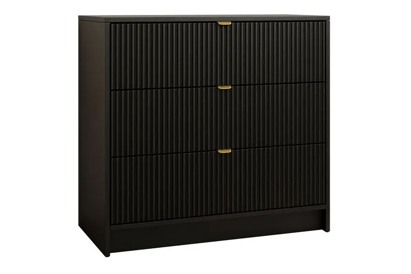 Novaj Høj kommode 80x40x75 cm i træ med opbevaringsskuffer, sort