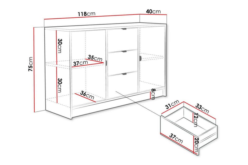 Novaj Highboard - Sort - Opbevaring - Skab - Skabe