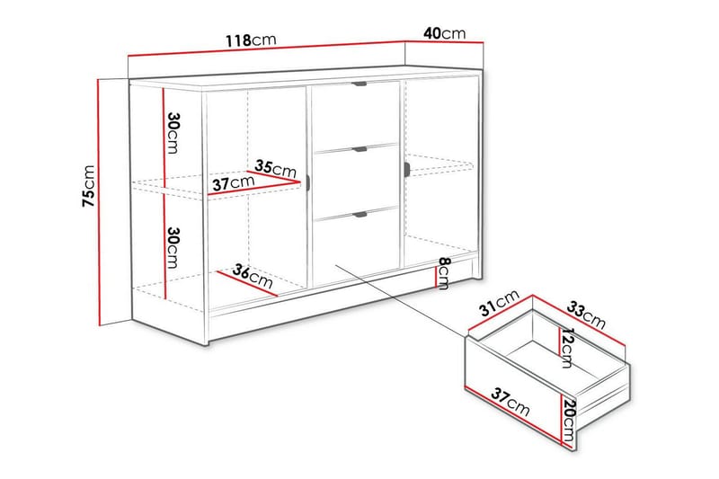 Novaj Highboard - Sort - Opbevaring - Skab - Skabe