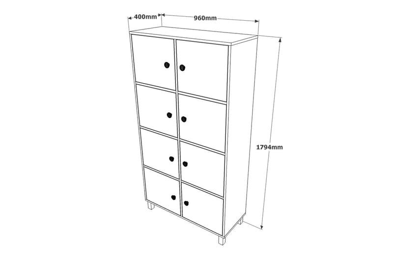 Numandro Highboard 40x96 cm - Teak/Antracit - Opbevaring - Skab - Skabe