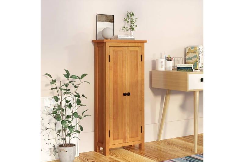 opbevaringsskab 50x22x110 cm massivt egetræ - Brun - Opbevaring - Skab - Skabe - Omklædningsskabe
