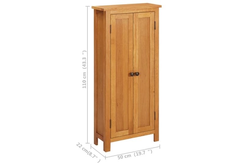 opbevaringsskab 50x22x110 cm massivt egetræ - Brun - Opbevaring - Skab - Skabe - Omklædningsskabe