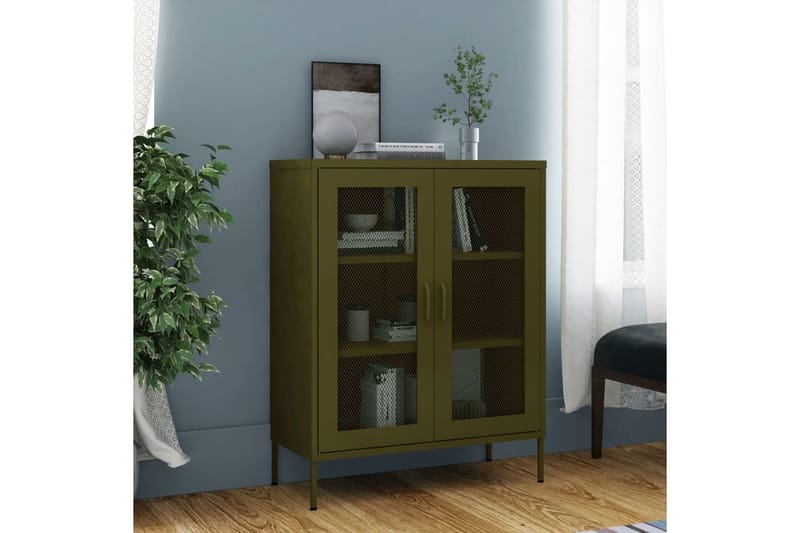 opbevaringsskab 80x35x101,5 cm stål olivengrøn - Grøn - Opbevaring - Skab - Skabe - Omklædningsskabe