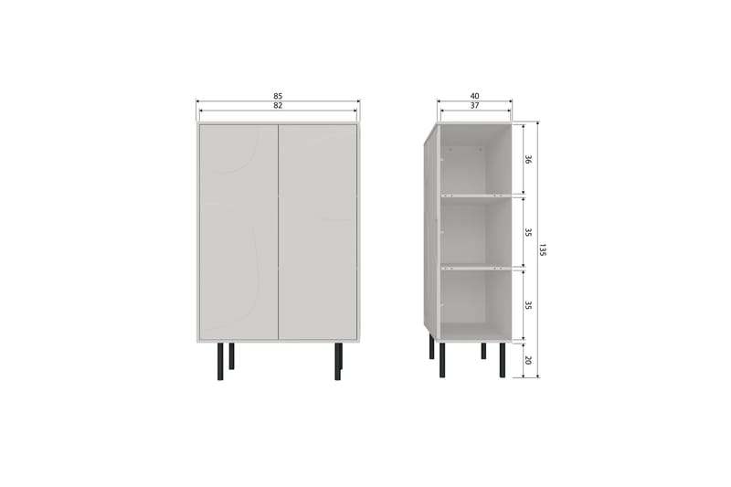 Popinder Highboard - Beige - Opbevaring - Skab - Skabe