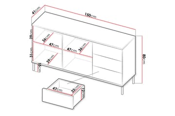 Querty Skab 150x80x41 cm - Hvid/Sort - Opbevaring - Opbevaringsmøbler - Kommode