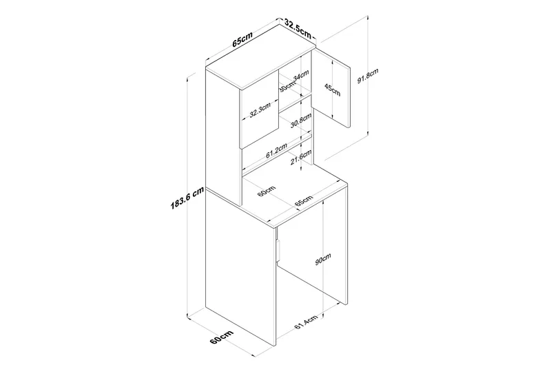 Ramdev Highboard - Valnød finér/Antracit - Hus & renovering - Køkken & bad - Badeværelse - Badeværelsesmøbler - Underskab badeværelse