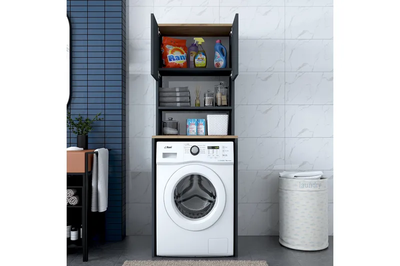 Ramdev Highboard - Valnød finér/Antracit - Hus & renovering - Køkken & bad - Badeværelse - Badeværelsesmøbler - Underskab badeværelse