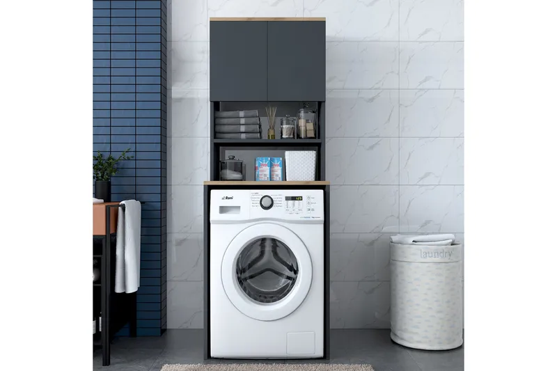 Ramdev Highboard - Valnød finér/Antracit - Hus & renovering - Køkken & bad - Badeværelse - Badeværelsesmøbler - Underskab badeværelse