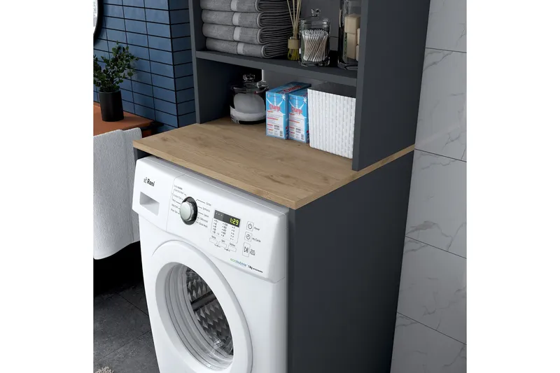 Ramdev Highboard - Valnød finér/Antracit - Hus & renovering - Køkken & bad - Badeværelse - Badeværelsesmøbler - Underskab badeværelse