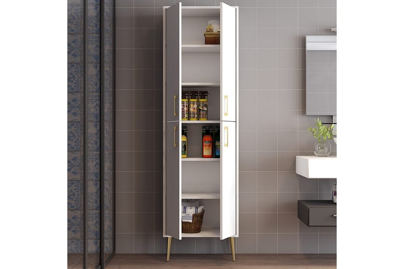 Retzow Highboard - Guld/Hvid - Opbevaring - Skab - Skabe