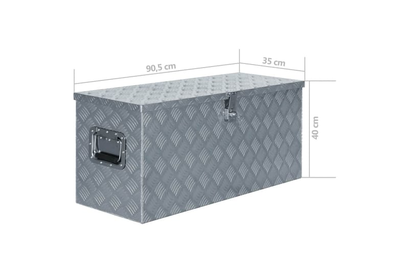 aluminiumskasse 90,5 x 35 x 40 cm sølvfarvet - Sølv - Deponeringsskabe