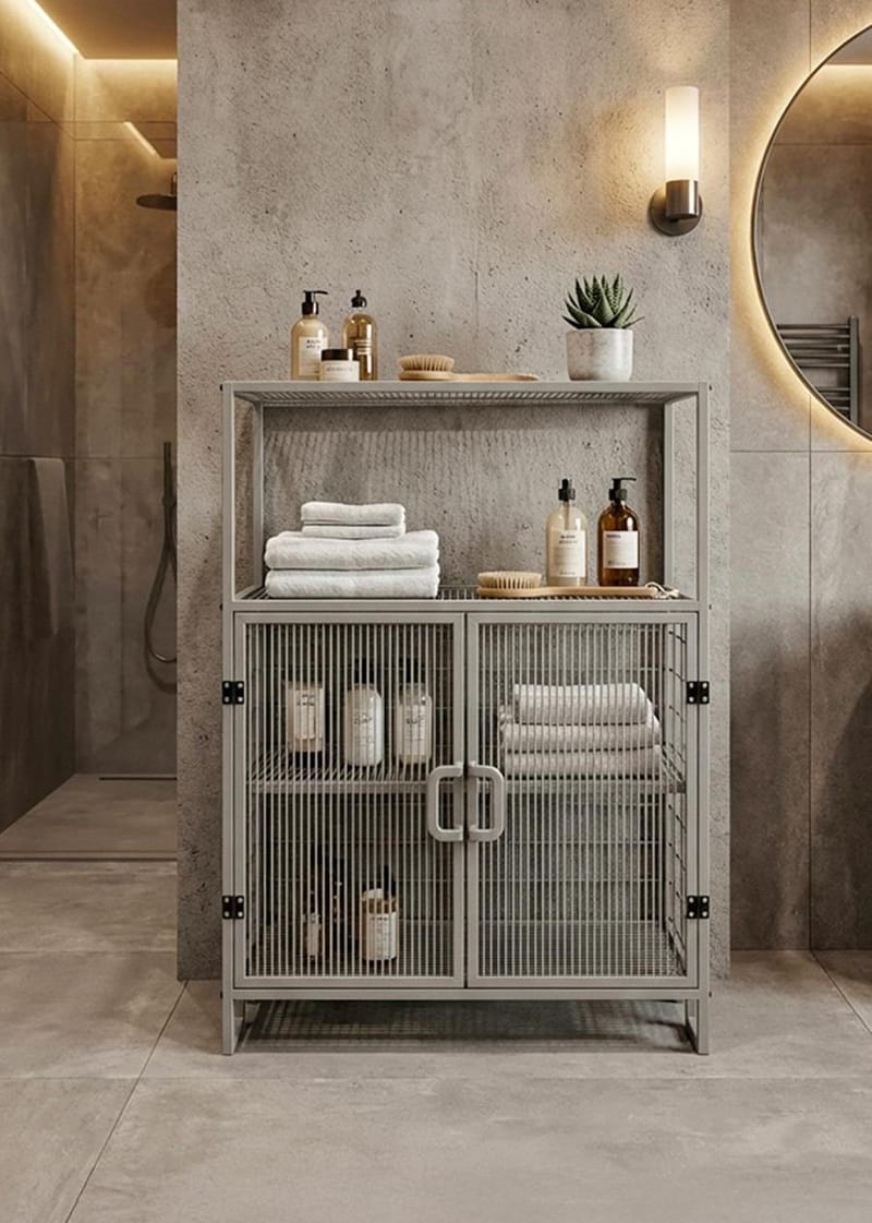 Multifunktionsskab Hanah Home Kron (68,5 x 91,5 x 33 cm) Grå - Hus & renovering - Køkken & bad - Badeværelse - Badeværelsesmøbler - Badeværelsesopbevaring