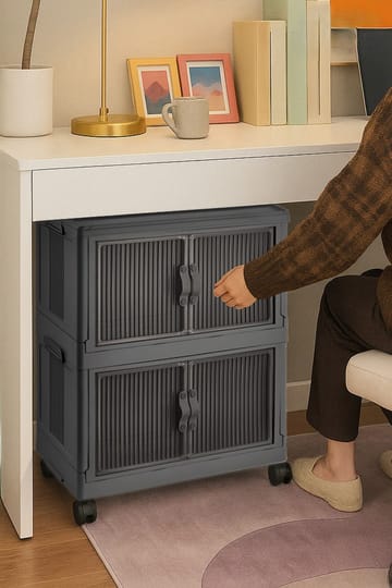 Multifunktionsskab Hanah Home Lavine 67 (32 x 67 x 56 cm) Antracit - Antracit - Møbler - Børnemøbler - Opbevaring børneværelse - Børneskab