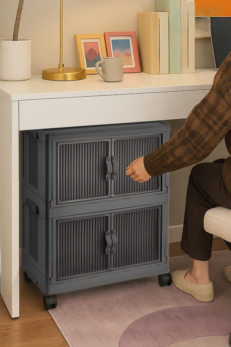 Multifunktionsskab Hanah Home Lavine 67 (32 x 67 x 56 cm) Antracit - Antracit - Møbler - Børnemøbler - Opbevaring børneværelse - Børneskab