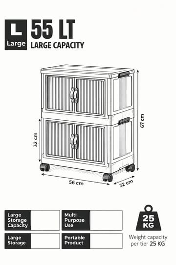 Multifunktionsskab Hanah Home Lavine 67 (32 x 67 x 56 cm) Pulver - Møbler - Børnemøbler - Opbevaring børneværelse - Børneskab