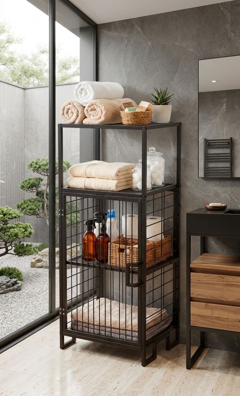 Multifunktionsskab Hanah Home Vorn (41,5 x 96 x 33 cm) Sort - Hus & renovering - Køkken & bad - Badeværelse - Badeværelsesmøbler - Badeværelsesopbevaring