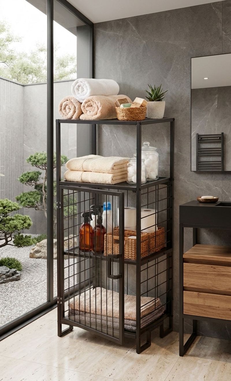 Multifunktionsskab Hanah Home Vorn (41,5 x 96 x 33 cm) Sort - Hus & renovering - Køkken & bad - Badeværelse - Badeværelsesmøbler - Badeværelsesopbevaring
