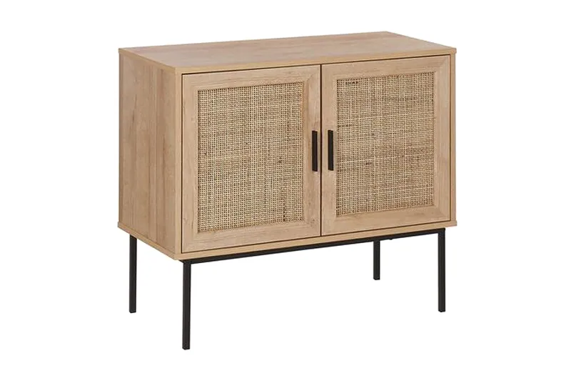 Skab 2 dørre rattan lysebrun PASCO, Træ/natur