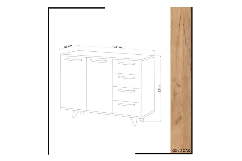 Skoförvaring Guld|Ek|Gul - Opbevaring - Skab - Skabe