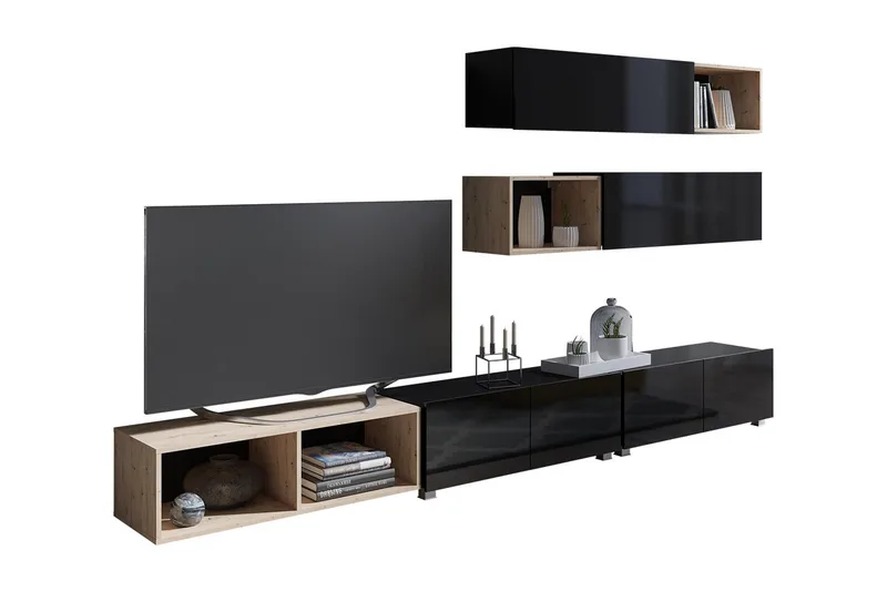 Stakem TV-møbel - Sort - Møbler - Sofaer - Sovesofaer - Sovesofa chaiselong