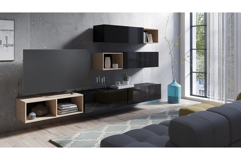 Stakem TV-møbel - Sort - Møbler - Sofaer - Sovesofaer - Sovesofa chaiselong