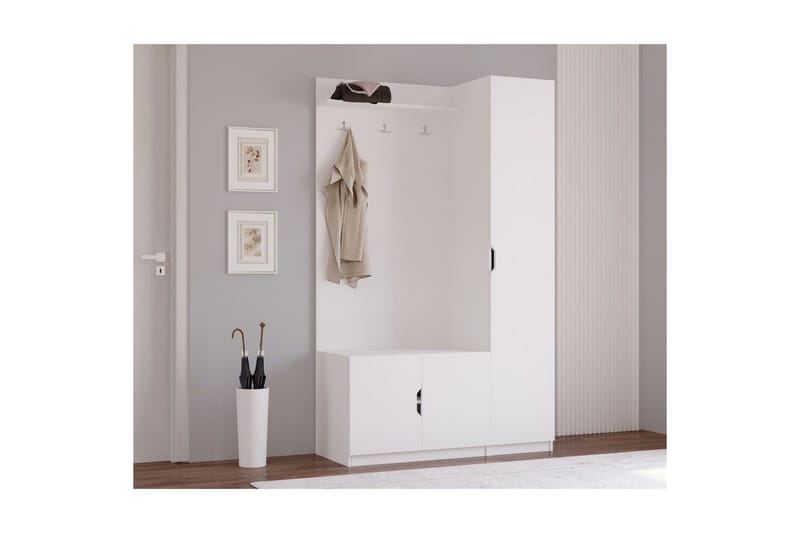 Sylorn Omklædningsskab 120x200 cm - Mat Hvid - Opbevaring - Hylder & Reoler - Hattehylde