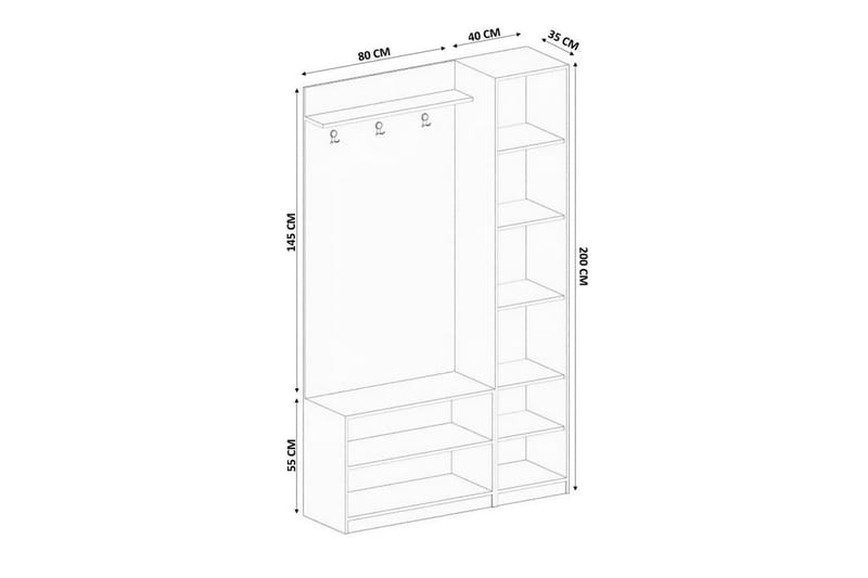 Sylorn Omklædningsskab 120x200 cm - Mat Hvid - Opbevaring - Hylder & Reoler - Hattehylde