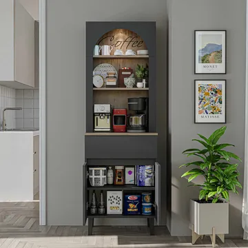 Skab til kaffebar Kalune Design Ledli (60 x 179 x 41,8 cm) Antracit - Antracit - Opbevaring - Skab - Barskab
