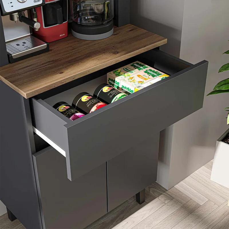 Skab til kaffebar Kalune Design Ledli (60 x 179 x 41,8 cm) Antracit - Antracit - Opbevaring - Skab - Barskab