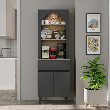 Skab til kaffebar Kalune Design Ledli (60 x 179 x 41,8 cm) Antracit - Antracit - Opbevaring - Skab - Barskab