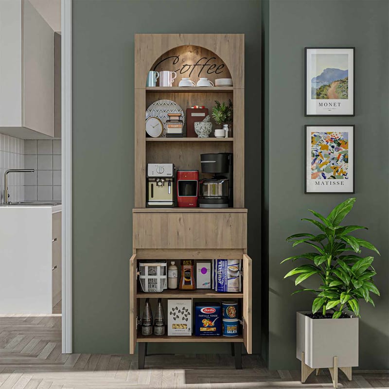Skab til kaffebar Kalune Design Ledli (60 x 179 x 41,8 cm) Atlantic Pine - Opbevaring - Skab - Barskab