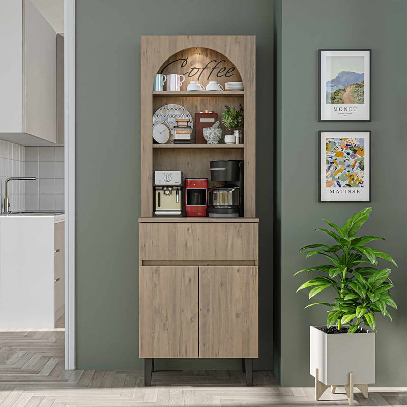 Skab til kaffebar Kalune Design Ledli (60 x 179 x 41,8 cm) Atlantic Pine - Opbevaring - Skab - Barskab