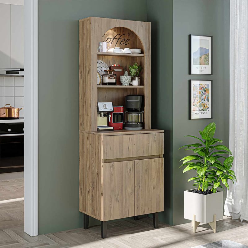 Skab til kaffebar Kalune Design Ledli (60 x 179 x 41,8 cm) Atlantic Pine - Opbevaring - Skab - Barskab