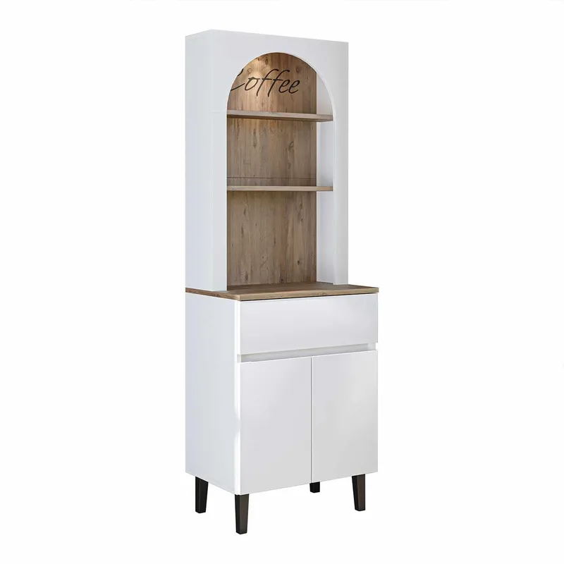 Skab til kaffebar Kalune Design Ledli (60 x 179 x 41,8 cm) Hvid atlantisk fyr, undefined