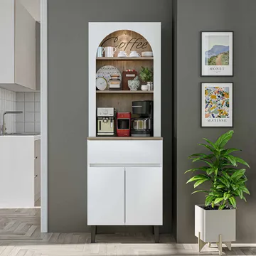Skab til kaffebar Kalune Design Ledli (60 x 179 x 41,8 cm) Hvid atlantisk fyr - Opbevaring - Skab - Barskab