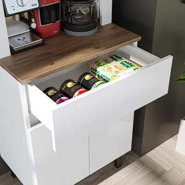 Skab til kaffebar Kalune Design Ledli (60 x 179 x 41,8 cm) Hvid atlantisk fyr - Opbevaring - Skab - Barskab