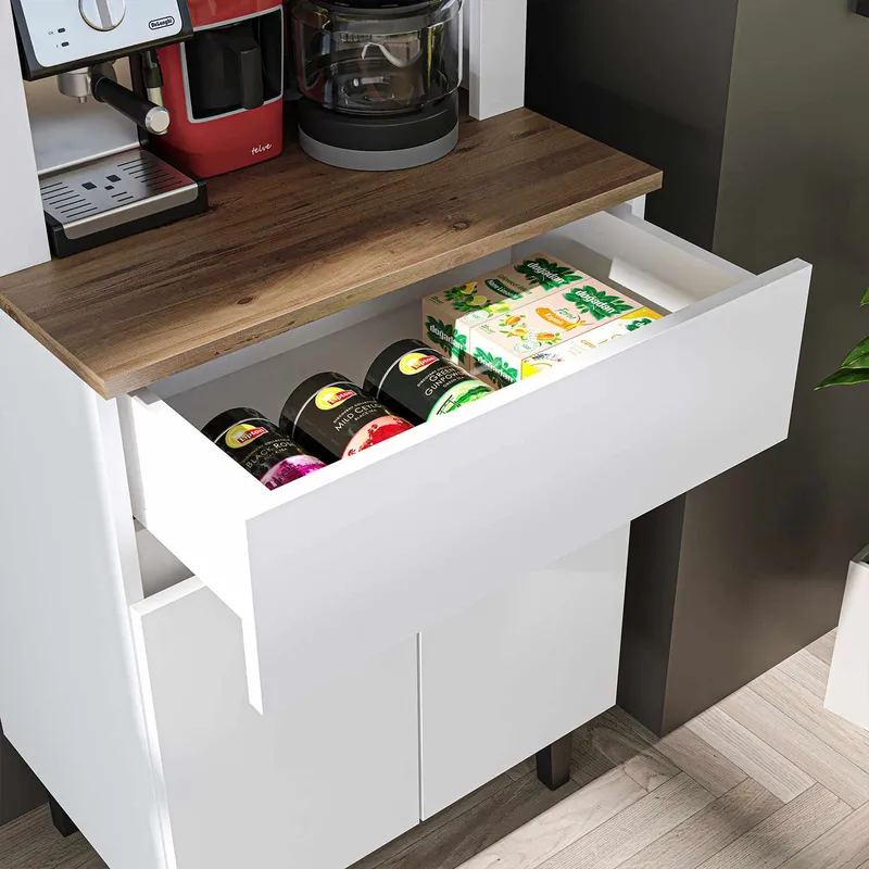 Skab til kaffebar Kalune Design Ledli (60 x 179 x 41,8 cm) Hvid atlantisk fyr - Opbevaring - Skab - Barskab
