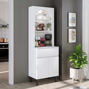 Skab til kaffebar Kalune Design Ledli (60 x 179 x 41,8 cm) Hvid - Opbevaring - Skab - Barskab