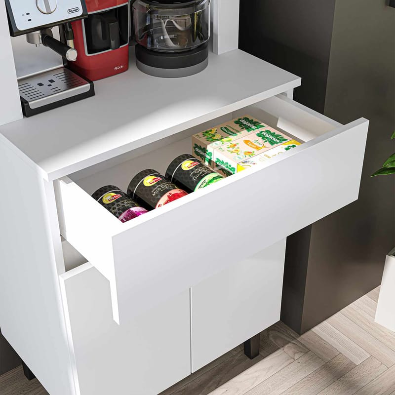 Skab til kaffebar Kalune Design Ledli (60 x 179 x 41,8 cm) Hvid - Opbevaring - Skab - Barskab